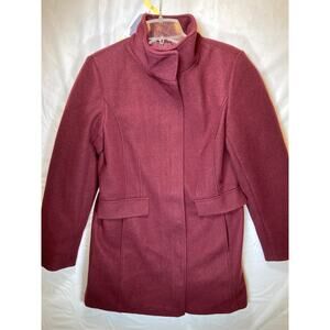 Vince Camuto Women’s Jacket coat, Dark Red Full Zip, Pockets, Small